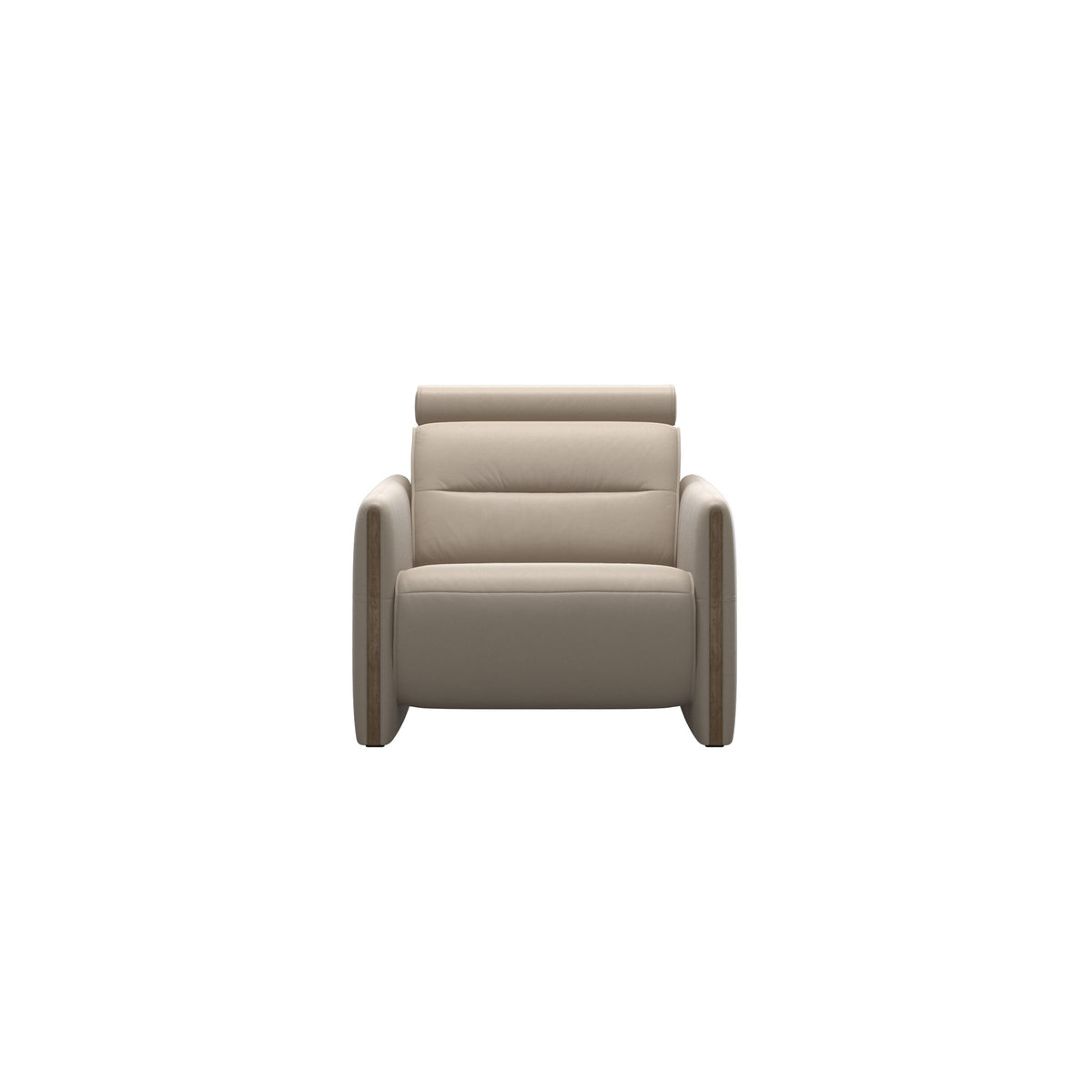 Stressless Emily Wood Chair with Power in Paloma Mushroom, Smoked Oak, front view