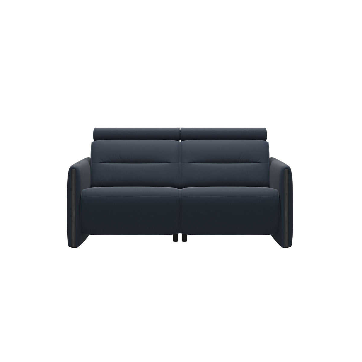 Stressless Emily Wood 2-Seater Sofa with 2 Power Seats in Paloma Oxford Blue, Grey, front view
