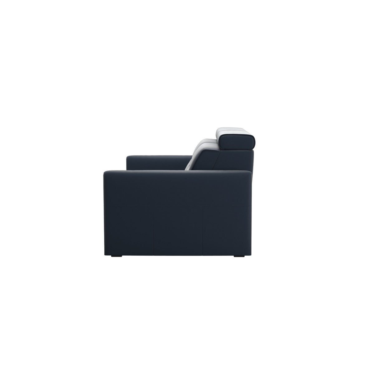 Stressless Emily Wood 2-Seater Sofa with 2 Power Seats in Paloma Oxford Blue, Smoked Oak, back view