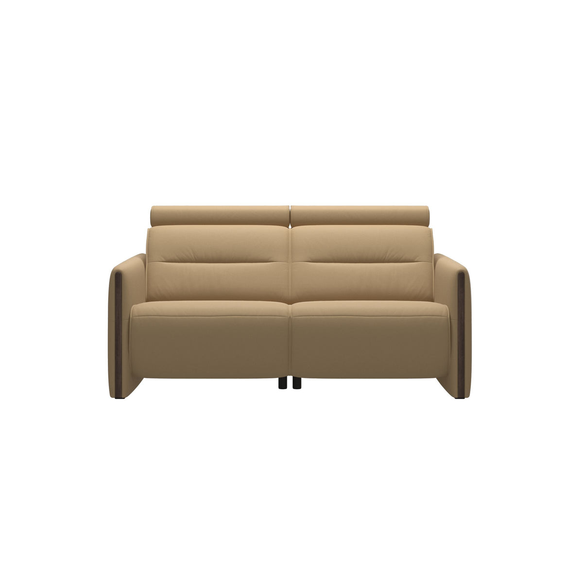 Stressless Emily Wood 2-Seater Sofa with 2 Power Seats in Paloma Sand, Wenge, front view