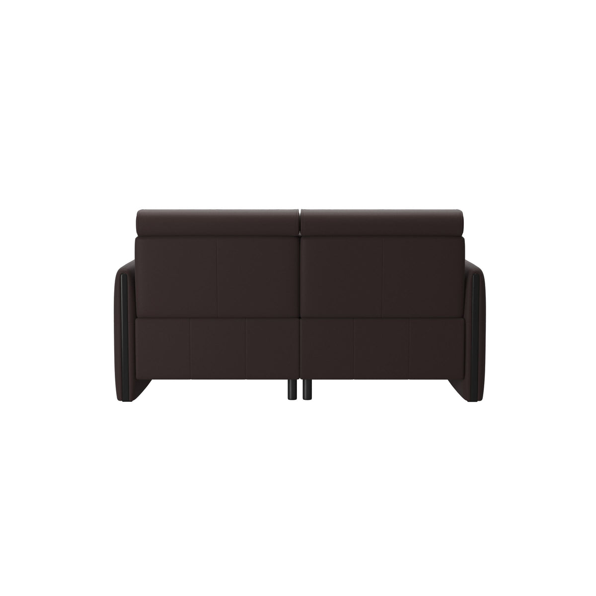 Stressless Emily Wood 2-Seater Sofa with 2 Power Seats in Paloma Chocolate, Black, rear three-quarter view