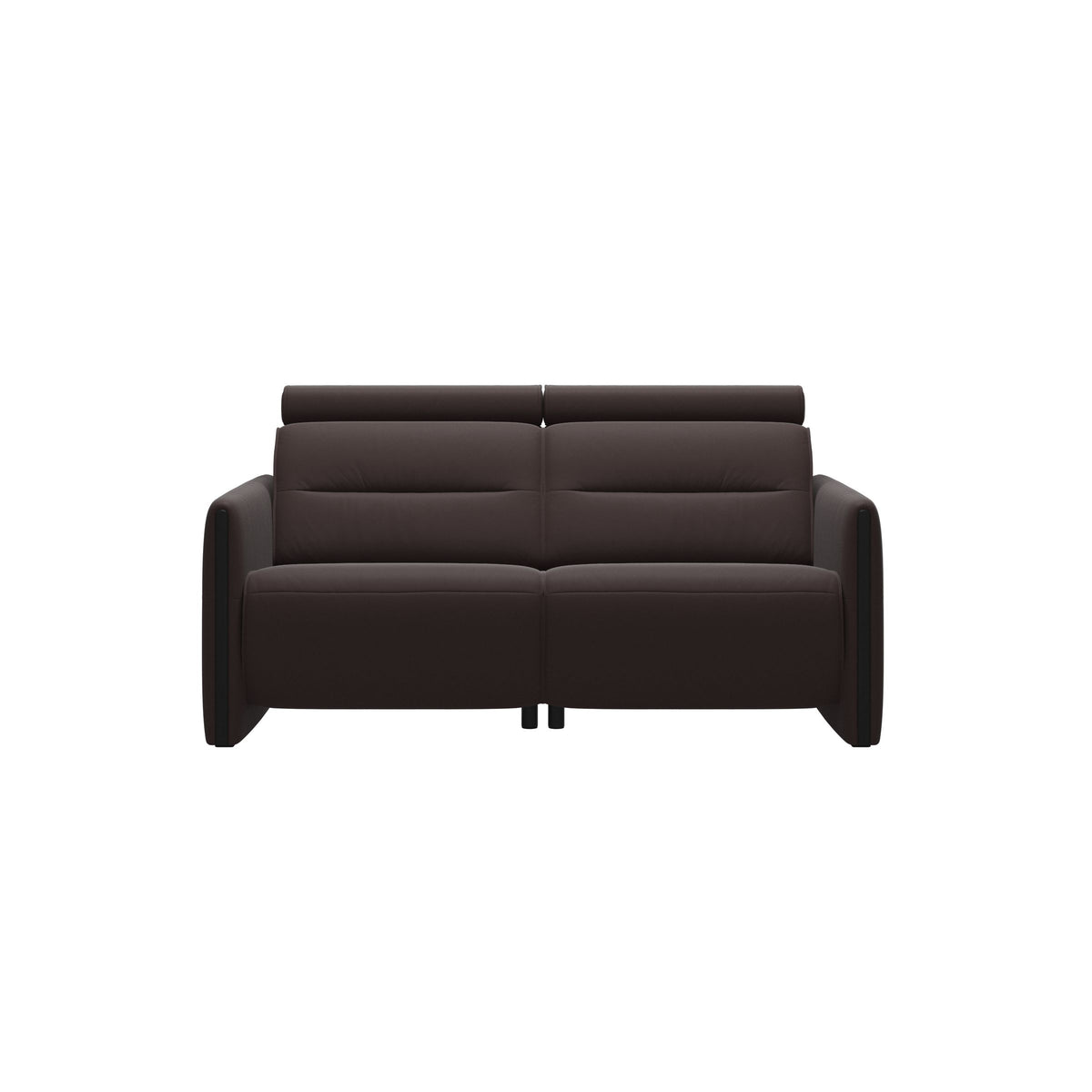 Stressless Emily Wood 2-Seater Sofa with 2 Power Seats in Paloma Chocolate, Black, front view