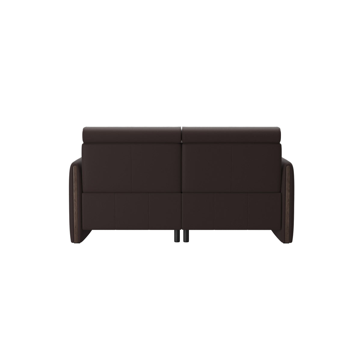 Stressless Emily Wood 2-Seater Sofa with 2 Power Seats in Paloma Chocolate, Wenge, rear three-quarter view