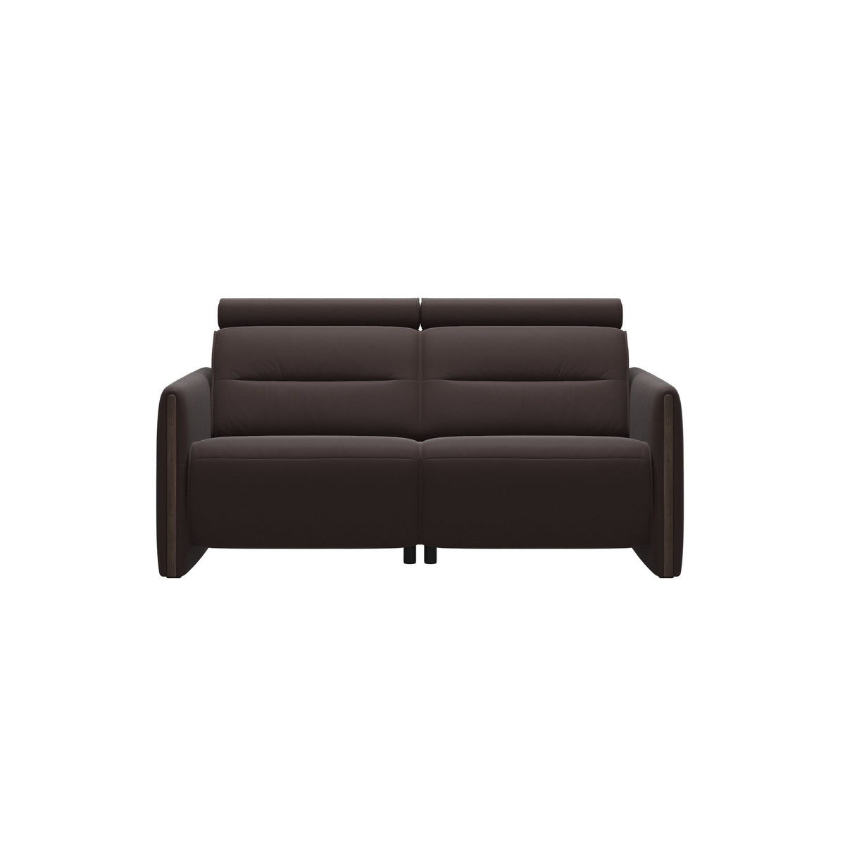 Stressless Emily Wood 2-Seater Sofa with 2 Power Seats in Paloma Chocolate, Wenge, front view