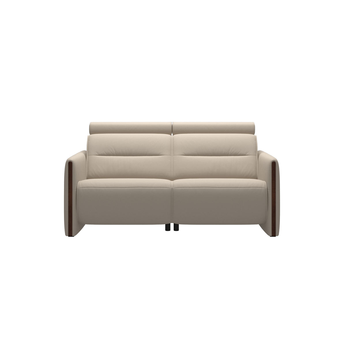 Stressless Emily Wood 2-Seater Sofa with 2 Power Seats in Paloma Fog, Brown, front view