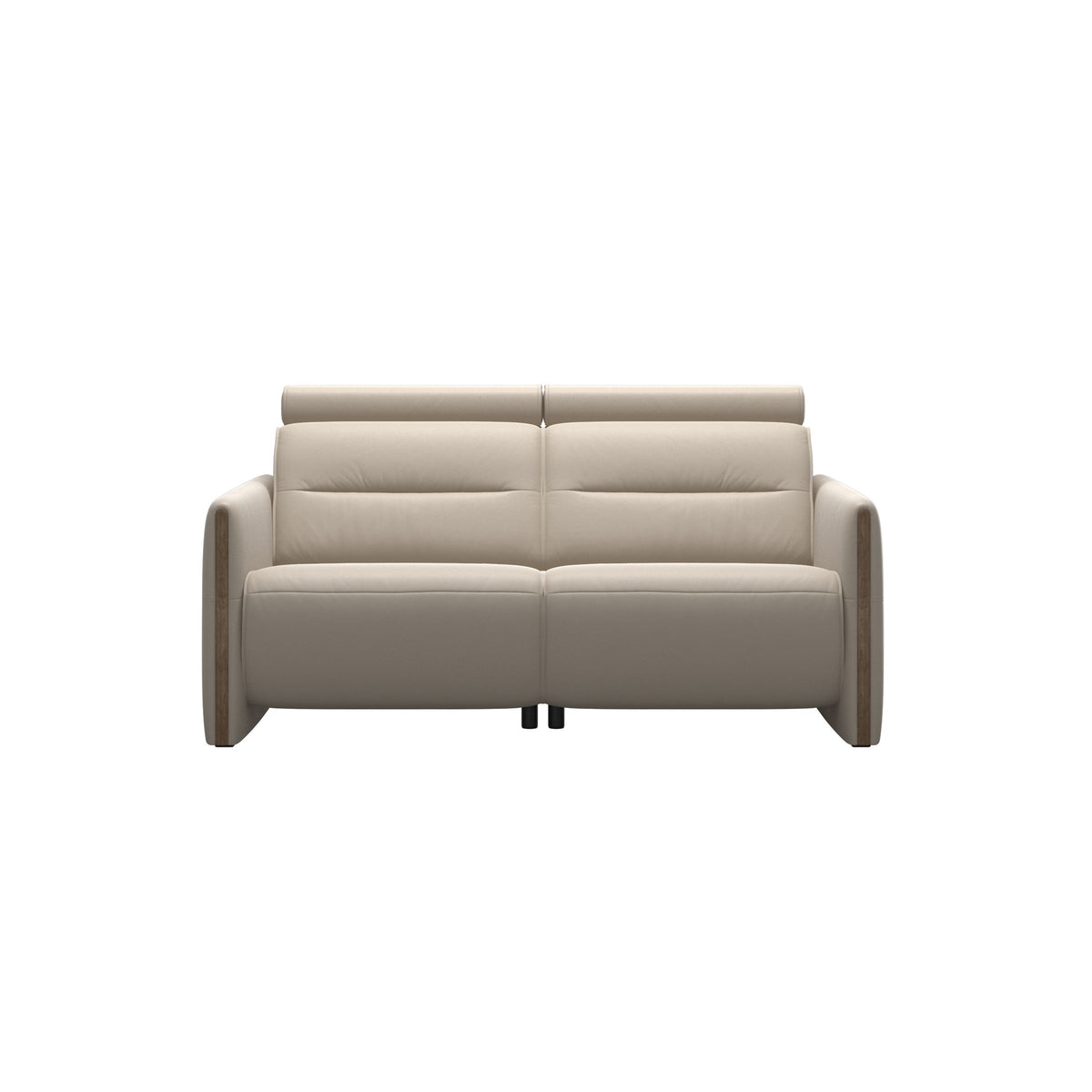 Stressless Emily Wood 2-Seater Sofa with 2 Power Seats in Paloma Fog, Smoked Oak, front view