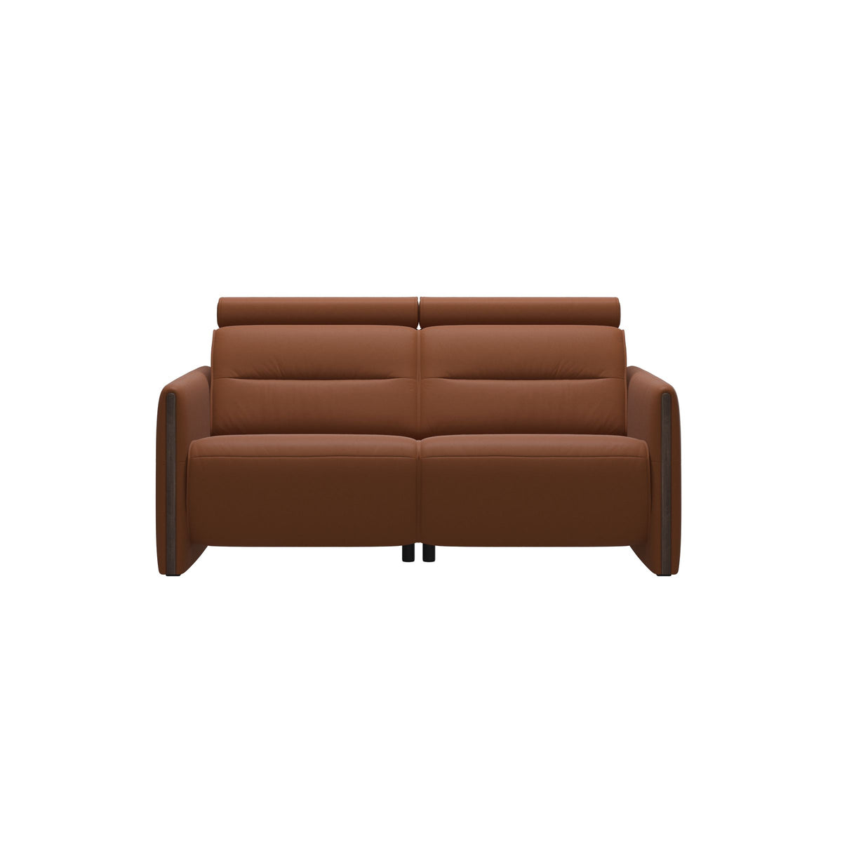 Stressless Emily Wood 2-Seater Sofa with 2 Power Seats in Paloma New Cognac, Wenge, front view
