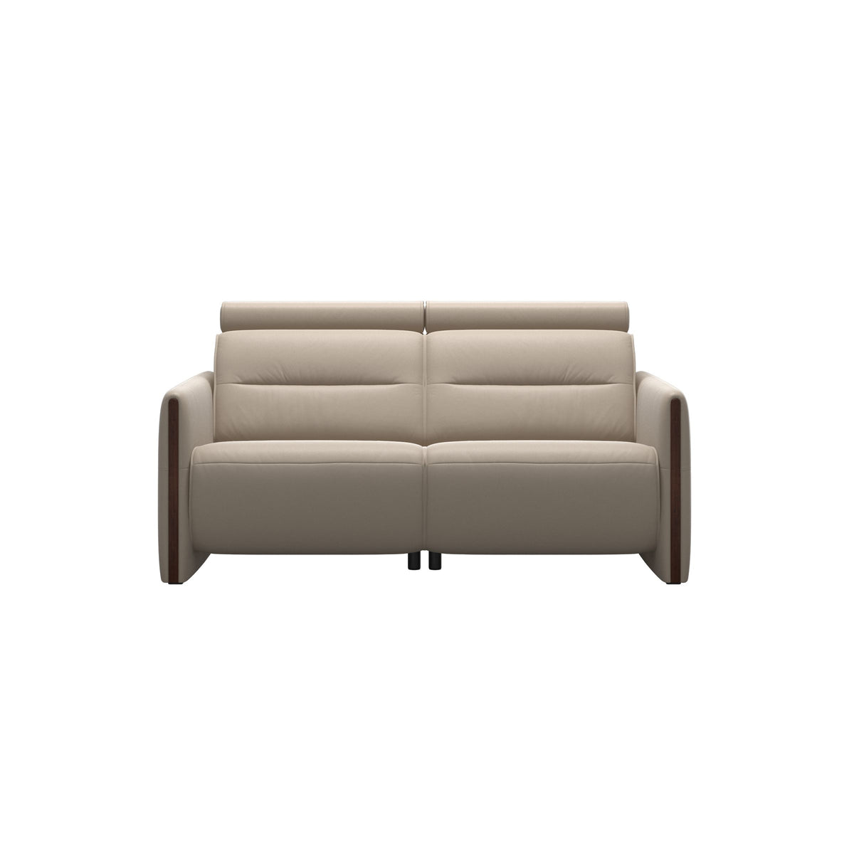Stressless Emily Wood 2-Seater Sofa with 2 Power Seats in Paloma Mushroom, Brown, front view