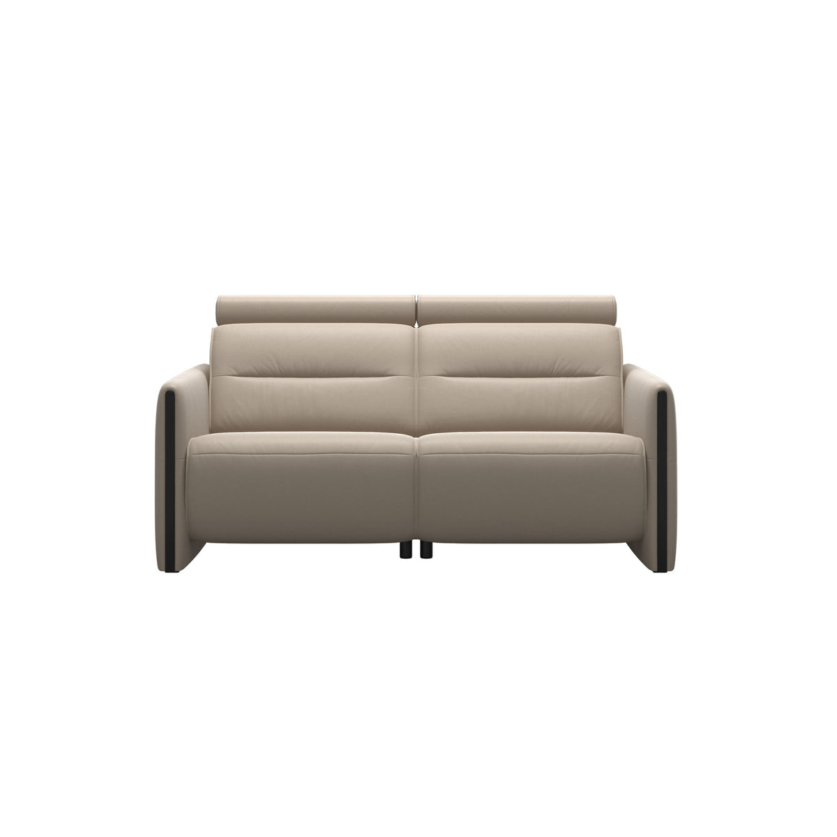Stressless Emily Wood 2-Seater Sofa with 2 Power Seats in Paloma Mushroom, Black, front view