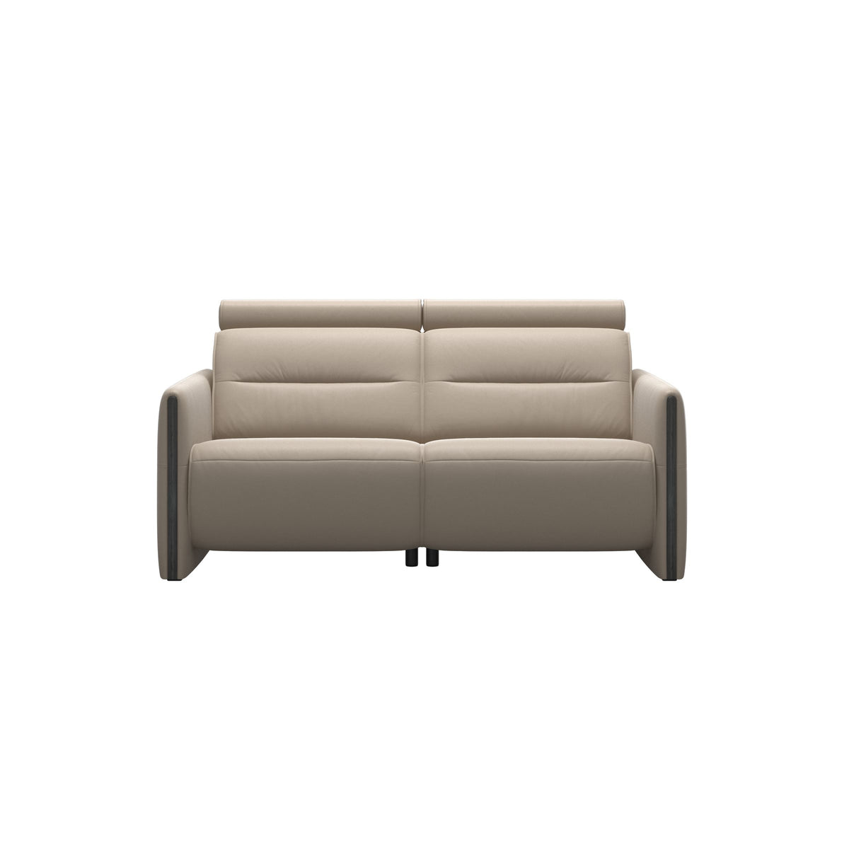 Stressless Emily Wood 2-Seater Sofa with 2 Power Seats in Paloma Mushroom, Grey, front view