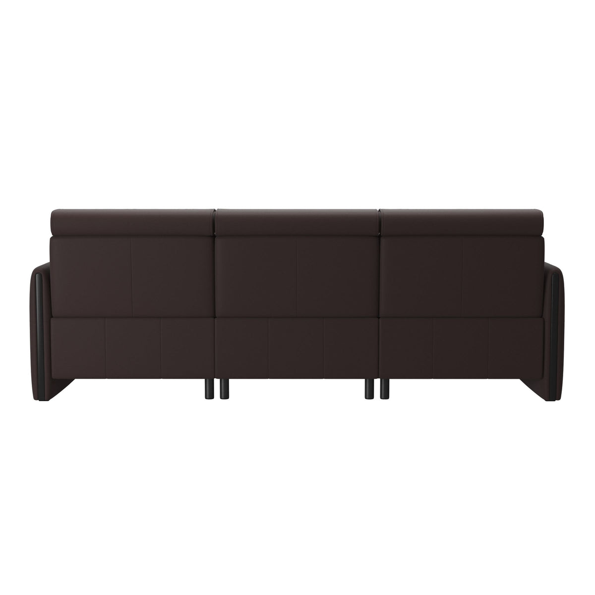 Stressless Emily Wood 3-Seater Sofa with 2 Power Seats in Paloma Chocolate, Black, rear three-quarter view