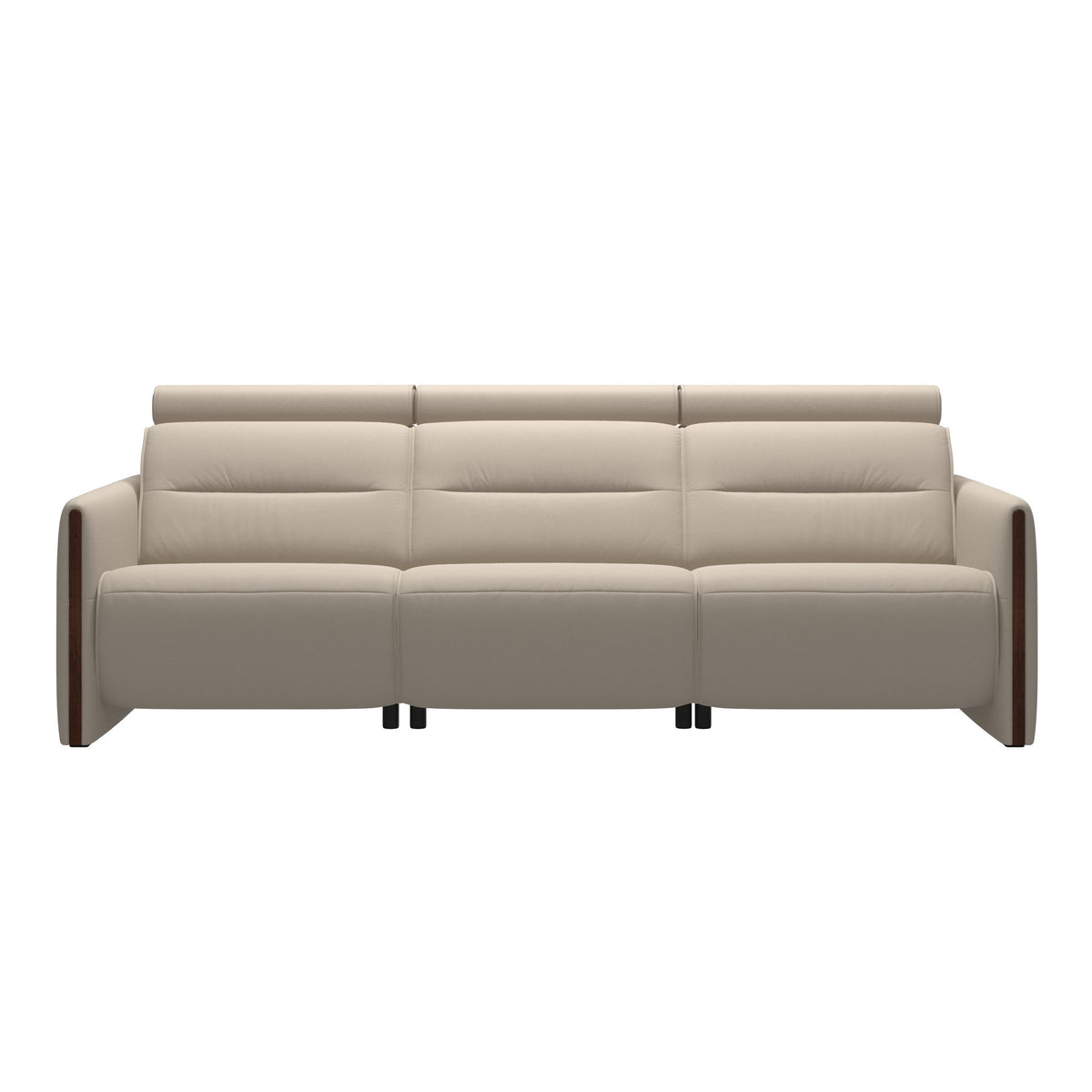 Stressless Emily Wood 3-Seater Sofa with 2 Power Seats in Paloma Fog, Brown, front view