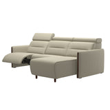 Emily Wood - 2-Seater Sofa with 1 Power Seat and 1 Long Seat - Paloma Light Grey - Brown