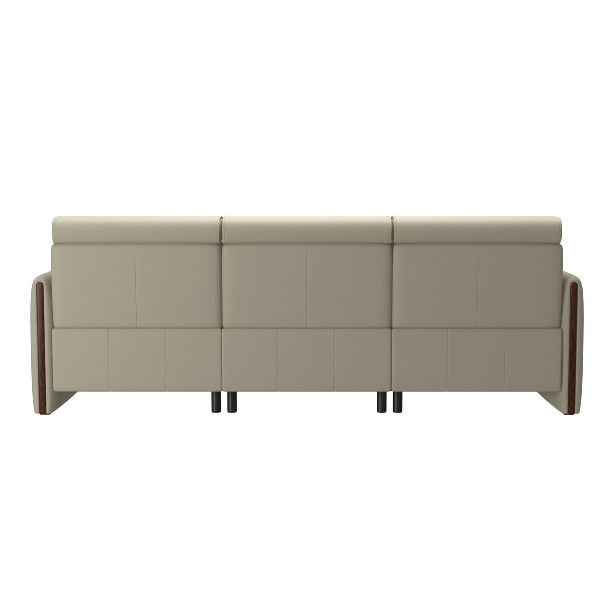 Emily Wood - 2-Seater Sofa with 1 Power Seat and 1 Long Seat - Paloma Light Grey - Brown