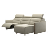 Emily Wood - 2-Seater Sofa with 1 Power Seat and 1 Long Seat - Paloma Light Grey - Smoked Oak