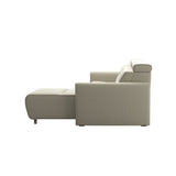 Emily Wood - 2-Seater Sofa with 1 Power Seat and 1 Long Seat - Paloma Light Grey - Smoked Oak
