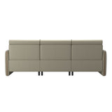 Emily Wood - 2-Seater Sofa with 1 Power Seat and 1 Long Seat - Paloma Light Grey - Smoked Oak