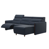 Emily Wood - 2-Seater Sofa with 1 Power Seat and 1 Long Seat - Paloma Oxford Blue - Brown