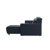 Emily Wood - 2-Seater Sofa with 1 Power Seat and 1 Long Seat - Paloma Oxford Blue - Brown