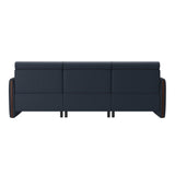 Emily Wood - 2-Seater Sofa with 1 Power Seat and 1 Long Seat - Paloma Oxford Blue - Brown