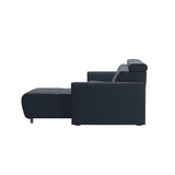 Emily Wood - 2-Seater Sofa with 1 Power Seat and 1 Long Seat - Paloma Oxford Blue - Walnut