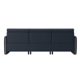 Emily Wood - 2-Seater Sofa with 1 Power Seat and 1 Long Seat - Paloma Oxford Blue - Walnut