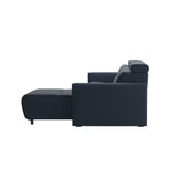 Emily Wood - 2-Seater Sofa with 1 Power Seat and 1 Long Seat - Paloma Oxford Blue - Wenge