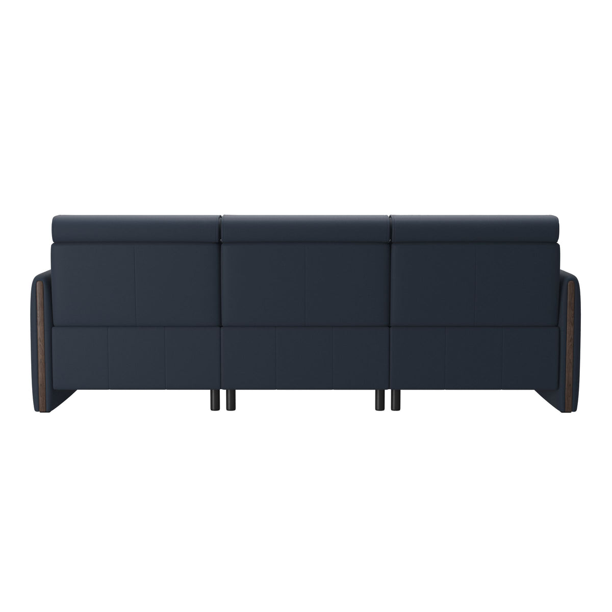 Emily Wood - 2-Seater Sofa with 1 Power Seat and 1 Long Seat - Paloma Oxford Blue - Wenge