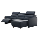 Emily Wood - 2-Seater Sofa with 1 Power Seat and 1 Long Seat - Paloma Oxford Blue - Smoked Oak
