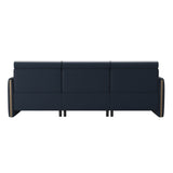 Emily Wood - 2-Seater Sofa with 1 Power Seat and 1 Long Seat - Paloma Oxford Blue - Smoked Oak