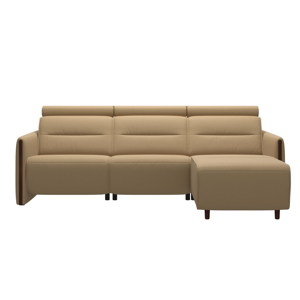 Emily Wood - 2-Seater Sofa with 1 Power Seat and 1 Long Seat - Paloma Sand - Brown