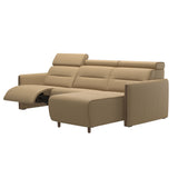 Emily Wood - 2-Seater Sofa with 1 Power Seat and 1 Long Seat - Paloma Sand - Walnut