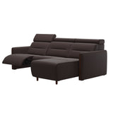 Emily Wood - 2-Seater Sofa with 1 Power Seat and 1 Long Seat - Paloma Chocolate - Brown