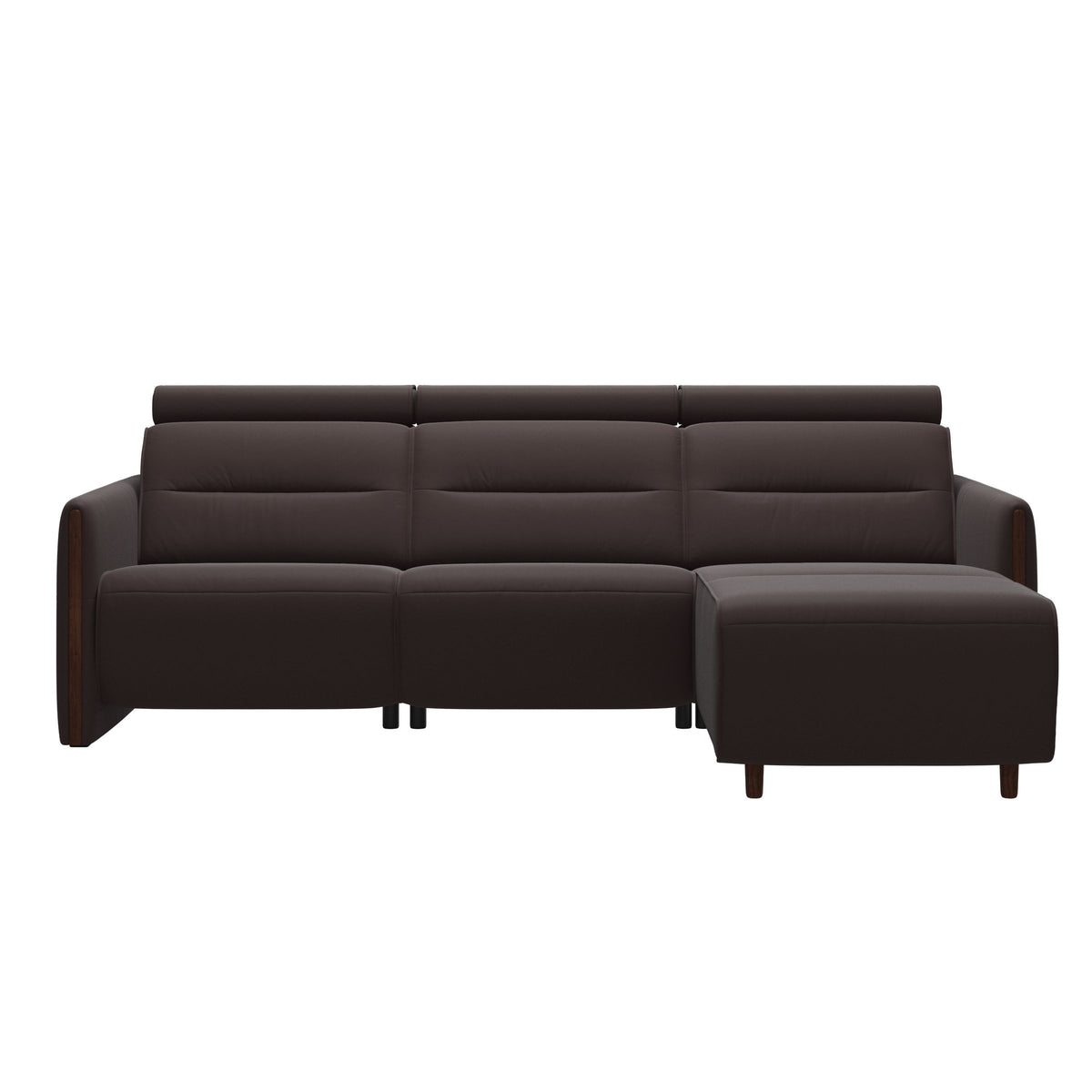 Emily Wood - 2-Seater Sofa with 1 Power Seat and 1 Long Seat - Paloma Chocolate - Brown