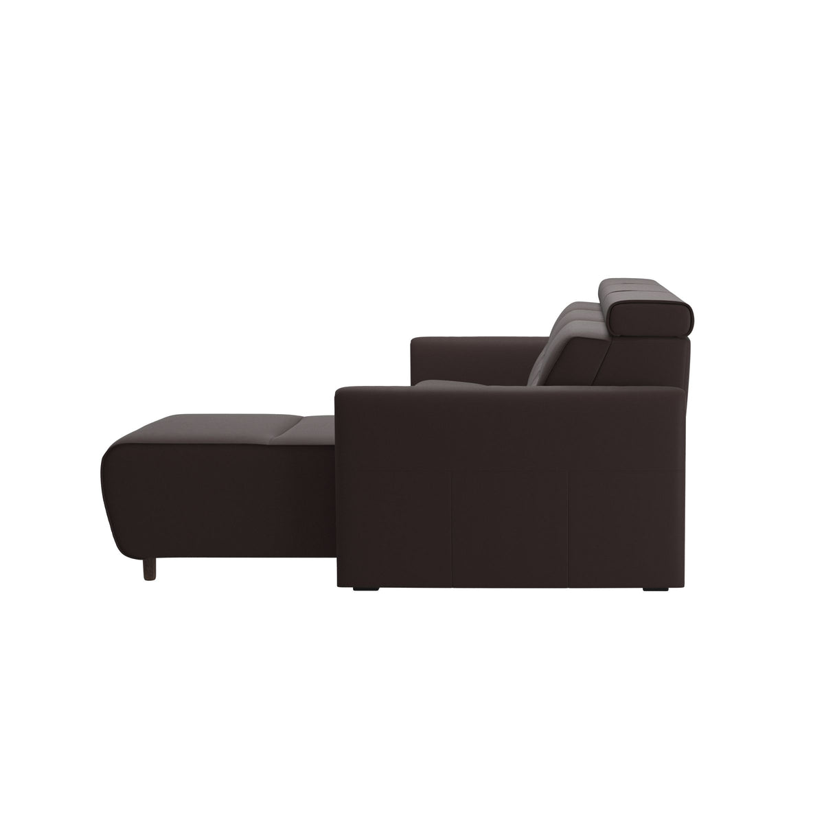 Emily Wood - 2-Seater Sofa with 1 Power Seat and 1 Long Seat - Paloma Chocolate - Wenge