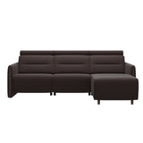 Emily Wood - 2-Seater Sofa with 1 Power Seat and 1 Long Seat - Paloma Chocolate - Wenge