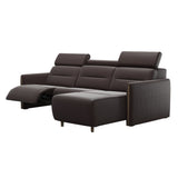 Emily Wood - 2-Seater Sofa with 1 Power Seat and 1 Long Seat - Paloma Chocolate - Smoked Oak