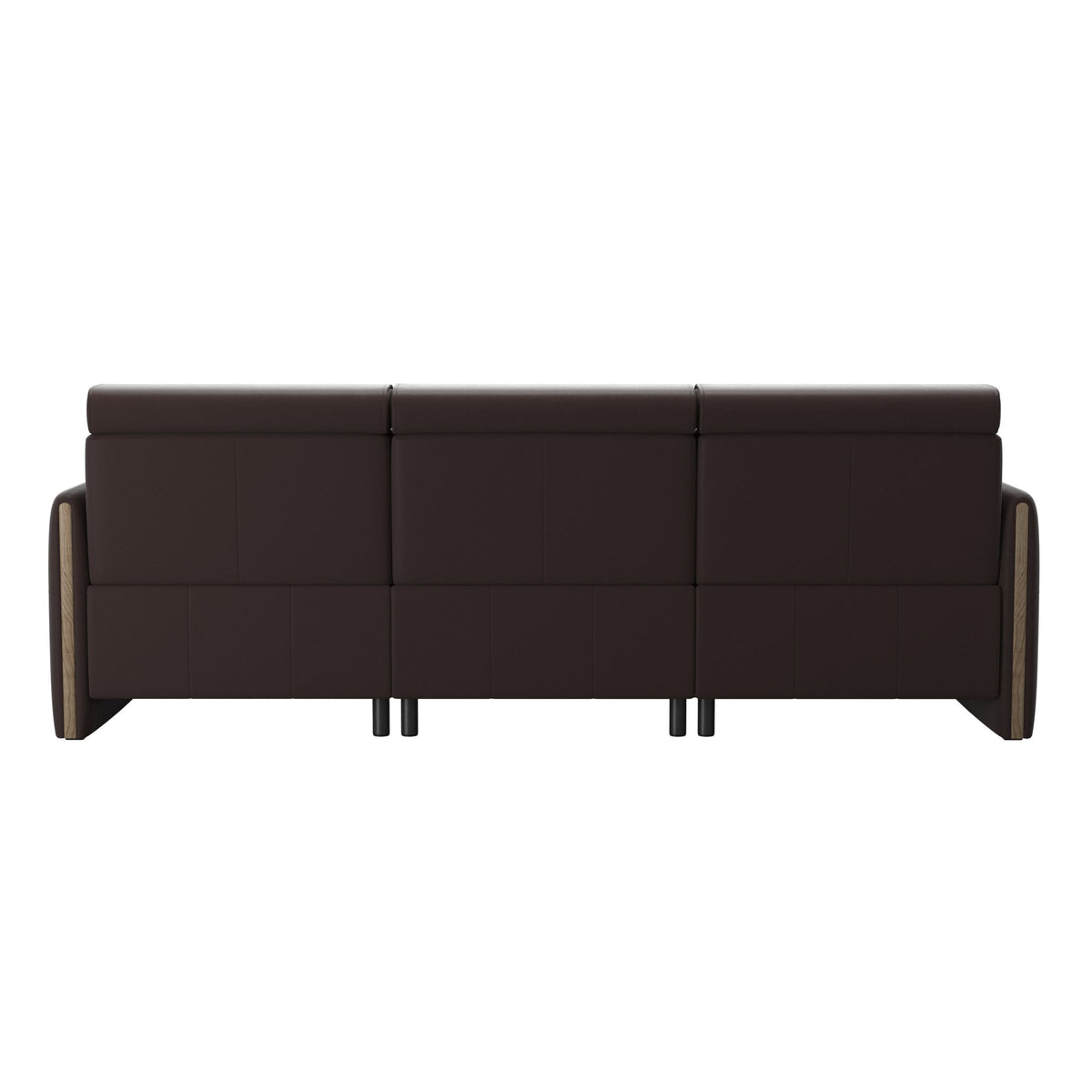 Emily Wood - 2-Seater Sofa with 1 Power Seat and 1 Long Seat - Paloma Chocolate - Smoked Oak