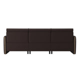 Emily Wood - 2-Seater Sofa with 1 Power Seat and 1 Long Seat - Paloma Chocolate - Smoked Oak