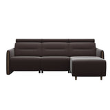 Emily Wood - 2-Seater Sofa with 1 Power Seat and 1 Long Seat - Paloma Chocolate - Smoked Oak