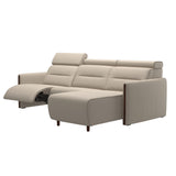 Emily Wood - 2-Seater Sofa with 1 Power Seat and 1 Long Seat - Paloma Fog - Brown