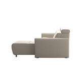 Emily Wood - 2-Seater Sofa with 1 Power Seat and 1 Long Seat - Paloma Fog - Smoked Oak