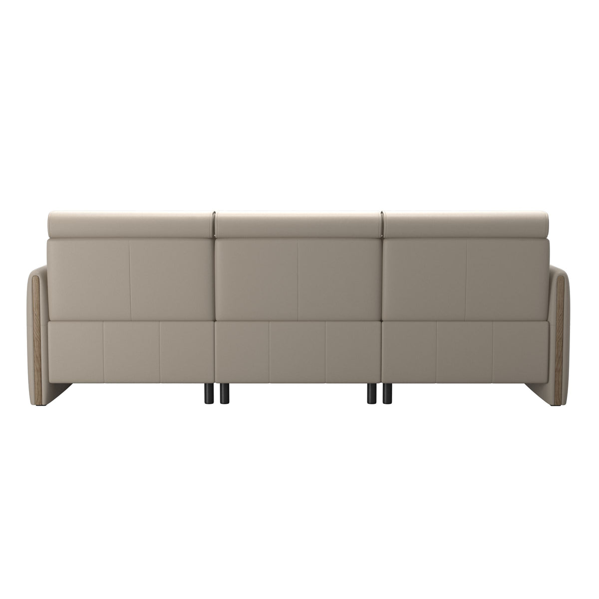Emily Wood - 2-Seater Sofa with 1 Power Seat and 1 Long Seat - Paloma Fog - Smoked Oak
