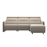 Emily Wood - 2-Seater Sofa with 1 Power Seat and 1 Long Seat - Paloma Fog - Smoked Oak