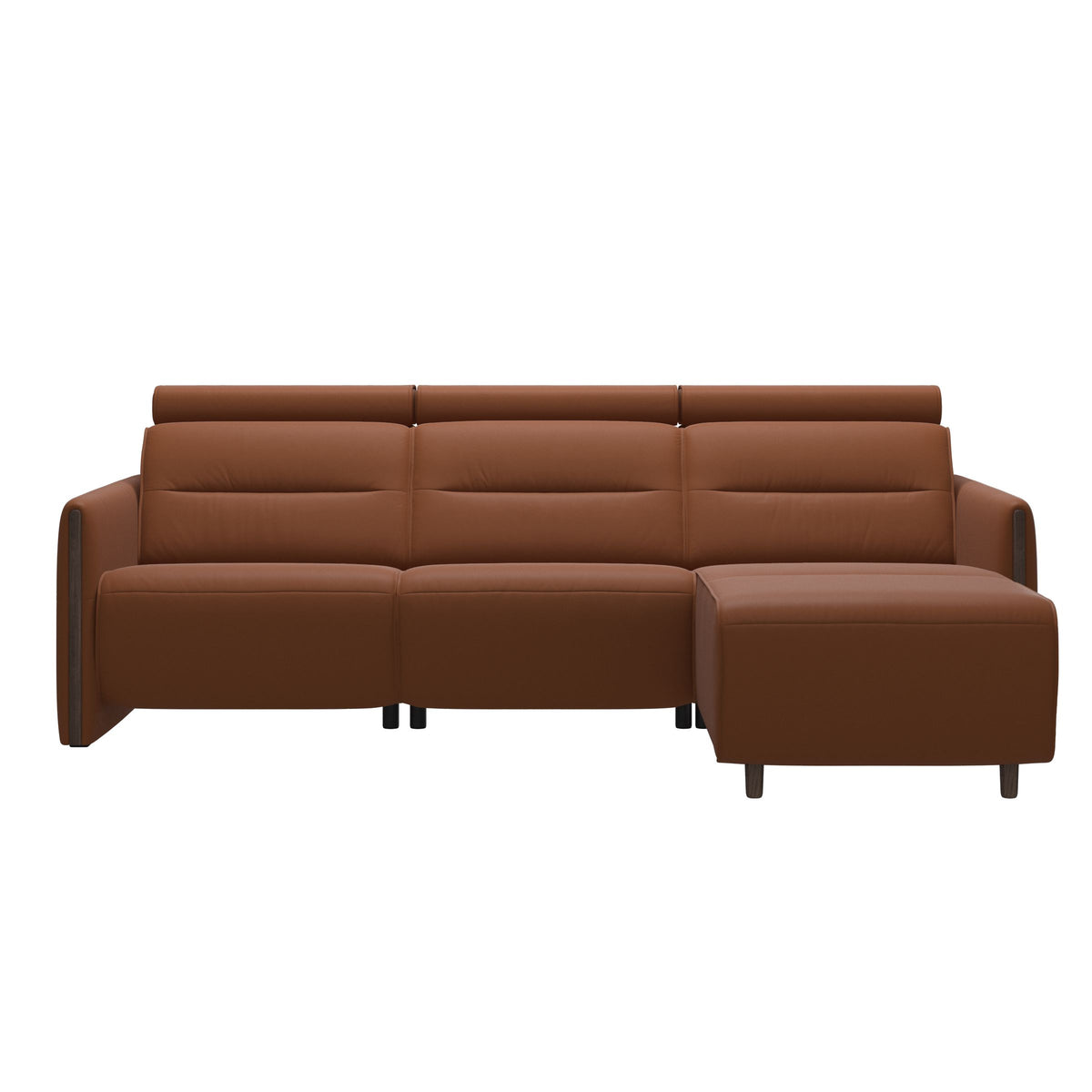 Emily Wood - 2-Seater Sofa with 1 Power Seat and 1 Long Seat - Paloma New cognac - Wenge