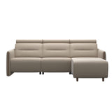 Emily Wood - 2-Seater Sofa with 1 Power Seat and 1 Long Seat - Paloma Mushroom - Walnut
