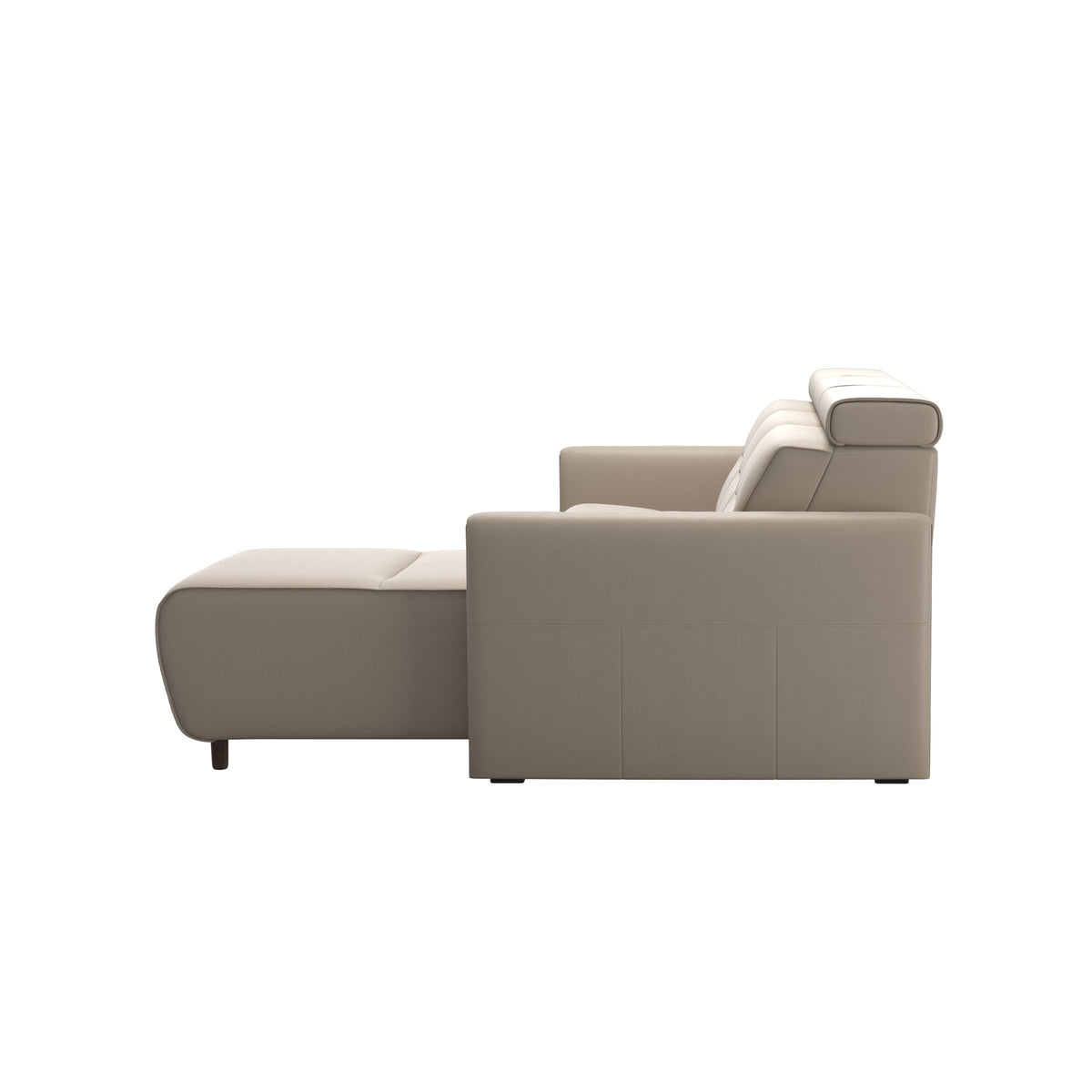 Emily Wood - 2-Seater Sofa with 1 Power Seat and 1 Long Seat - Paloma Mushroom - Wenge