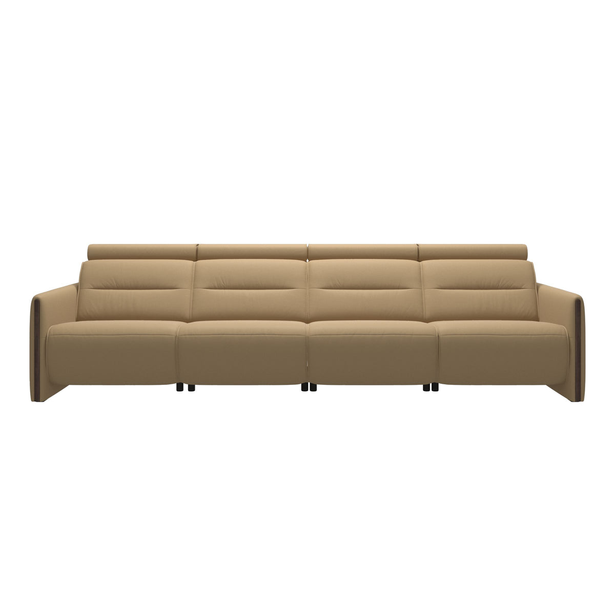 Stressless Emily Wood 4-Seater Sofa with 2 Power Seats in Paloma Sand, Wenge, front view