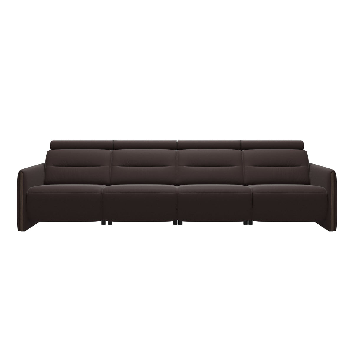 Stressless Emily Wood 4-Seater Sofa with 2 Power Seats in Paloma Chocolate, Wenge, front view