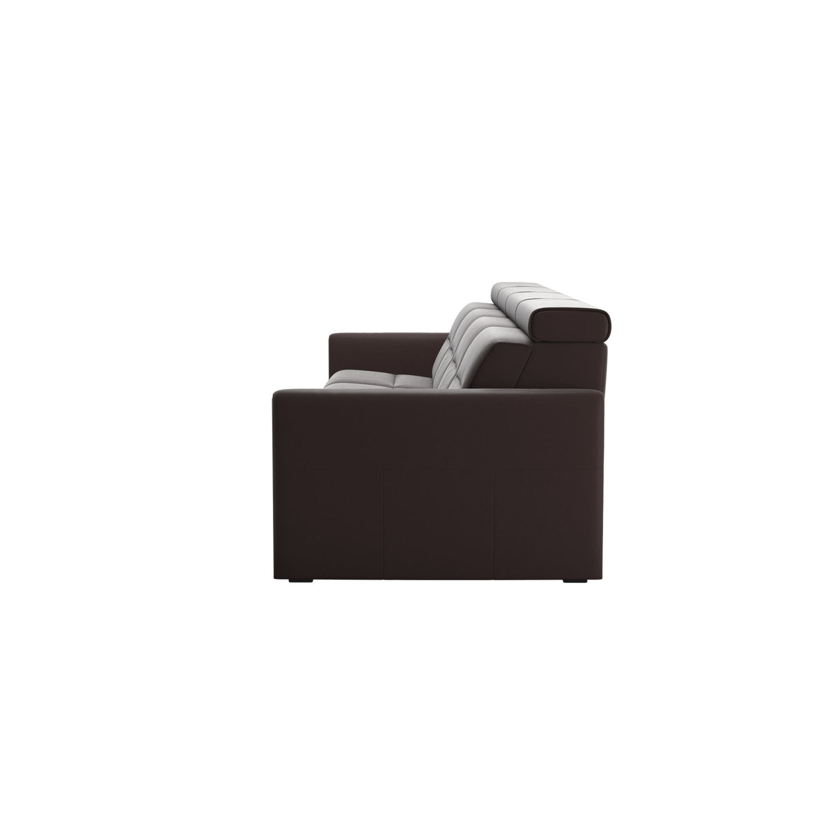 Stressless Emily Wood 4-Seater Sofa with 2 Power Seats in Paloma Chocolate, Smoked Oak, back view